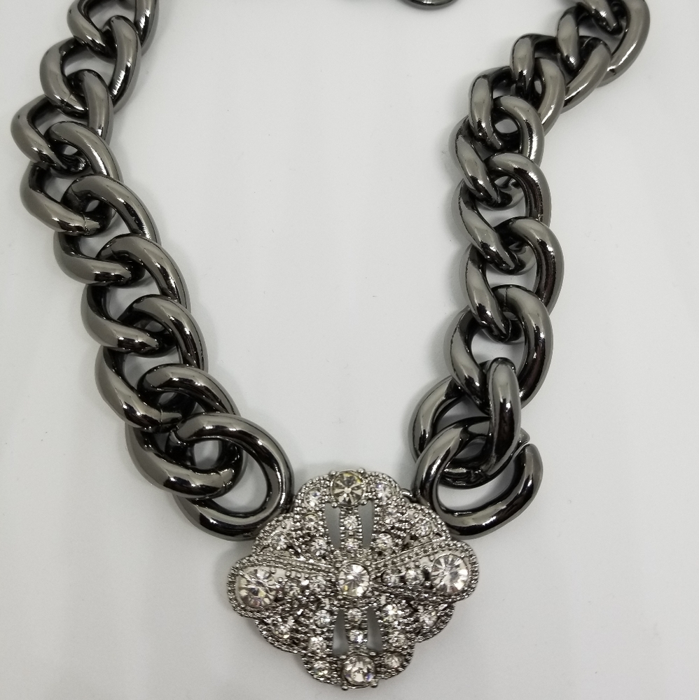 Lia Sophia Palladian Hematite Heavy Metal Necklace